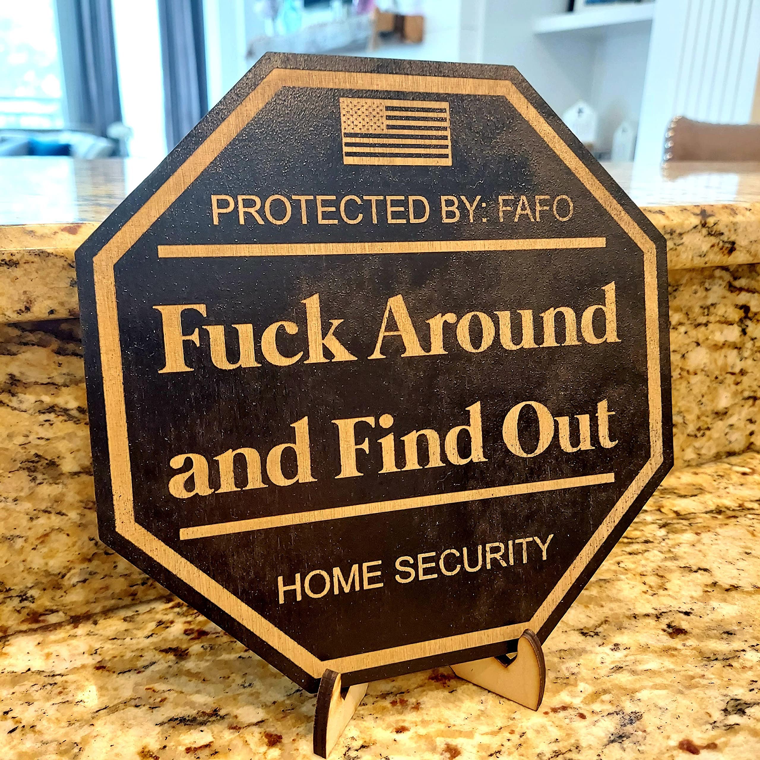 Fuck Around and Find Out Yard Sign, FAFO Surveillance Sign 2nd Amendment Protected By Yard Sign, Outdoor Security Sign, Door Sign Wood Sign Home Security Sign