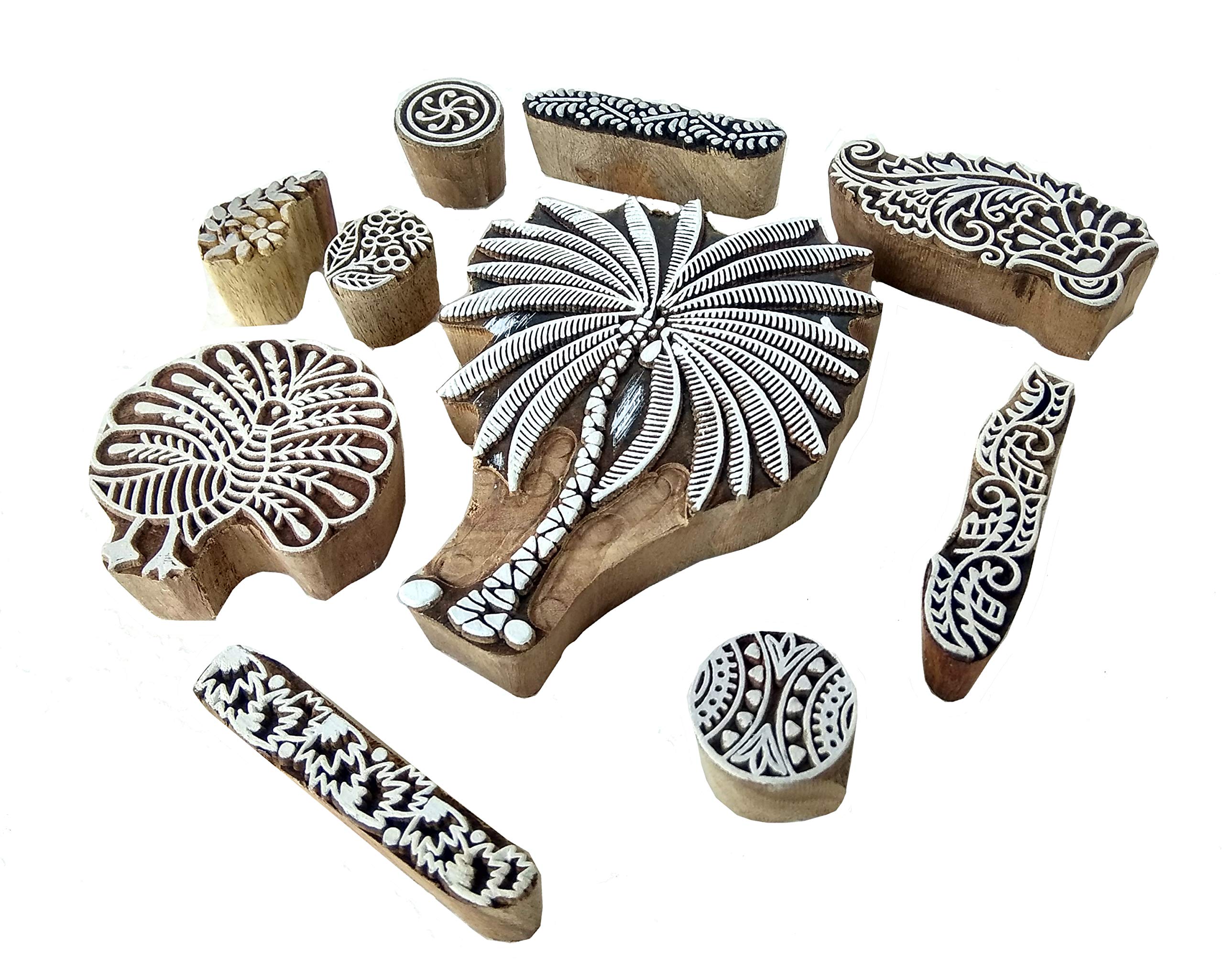 Rastogi Handicrafts Drewniane klocki do drukowania ręcznie rzeźbione do drukowania tkanin, ceramiki, rękodzieła, tatuażu ciała, scrapbookingu nadruk drewniana pieczątka wykonana z drewna (Design_B)