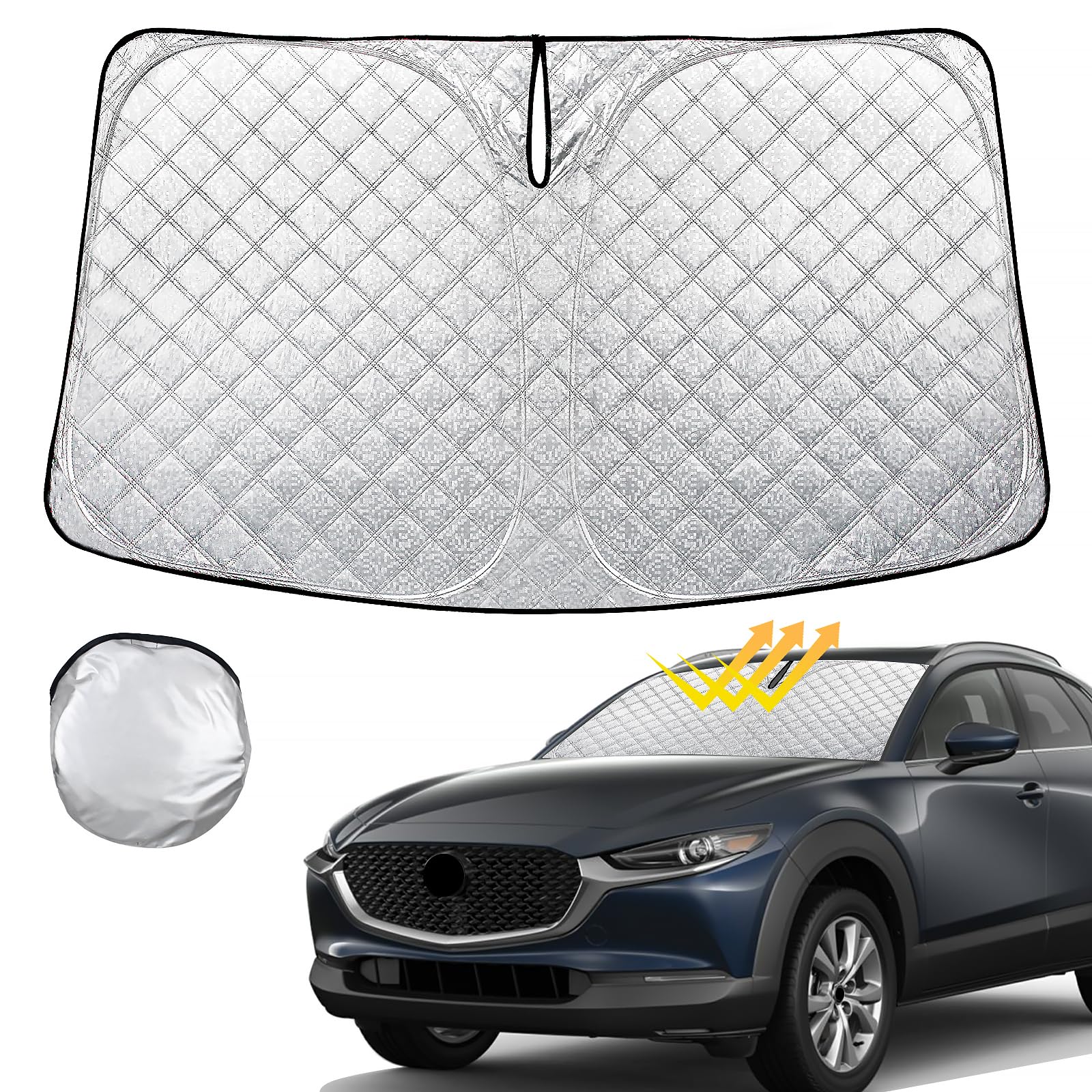 Photo 1 of Windshield Sun Shade for Mazda CX-30 2019-2023 2024 CX30 Thicken 4-Layer Foldable Front Window Sunshade Cover Sun Visor Protector Block UV Rays Mazda CX-30 2019-2024