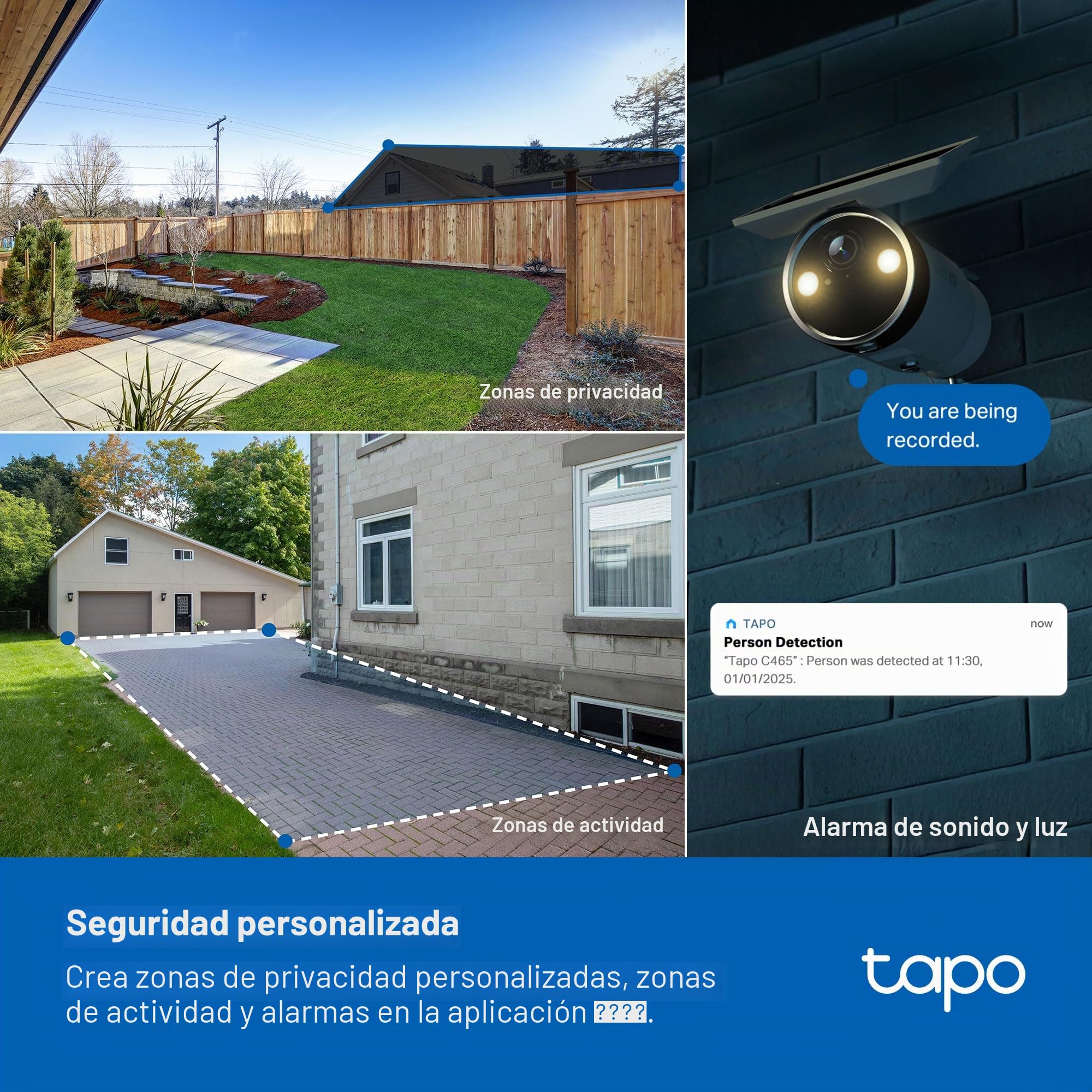 Tapo C465 - Cámara vigilancia WiFi Exterior, 4K, Paneles solares Integrados | Detección de Movimiento, Personas, Mascotas y Vehículos. Con Panel Solar. Visión Nocturna. IP65. App Tapo.