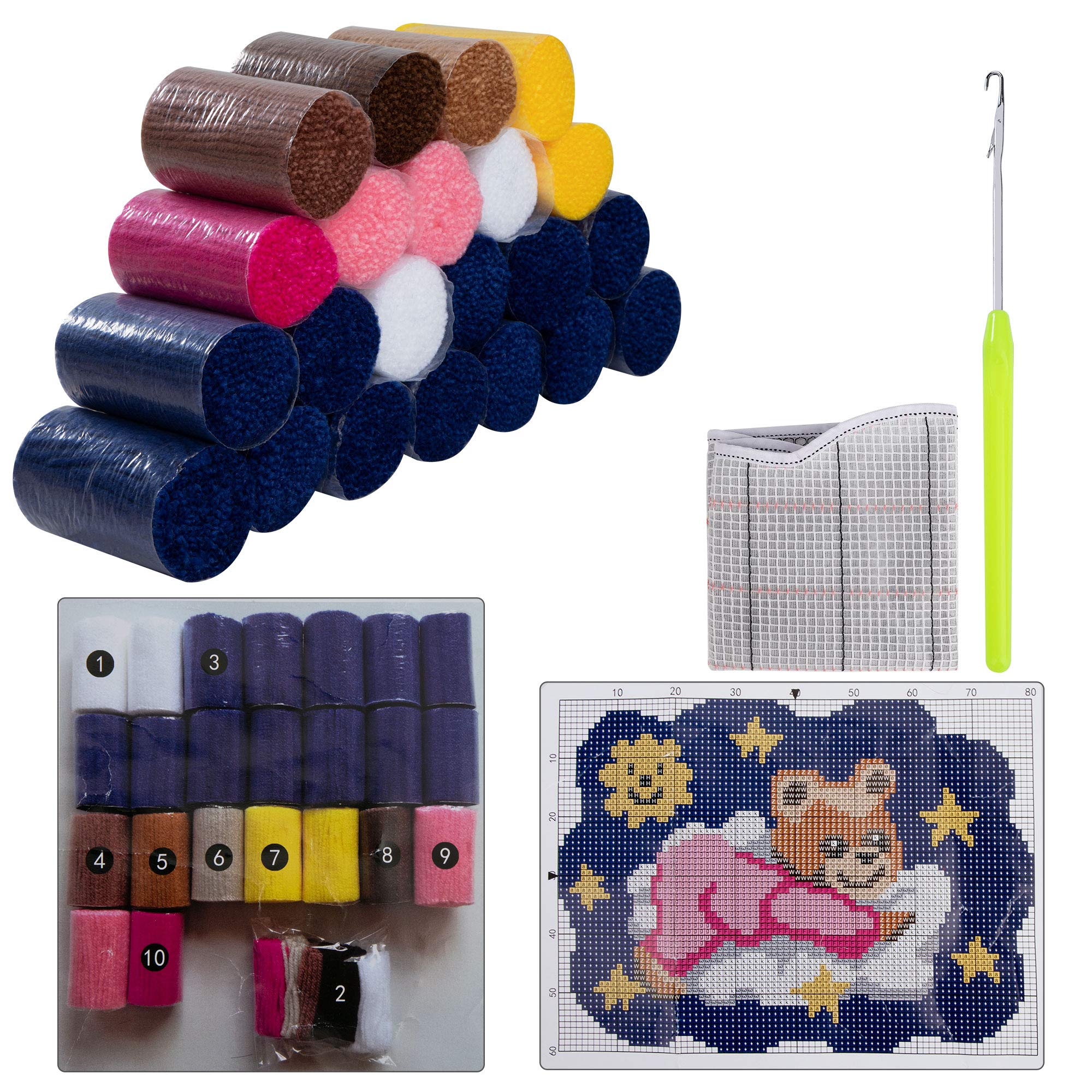 HOLEMZ Kit Gancio di Chiusura Tappeto Modello Animale del Orso Tappeto da Ricamo Fai da Te Fare Decorazioni per la Casa 19.4 inch X 14.9 inch