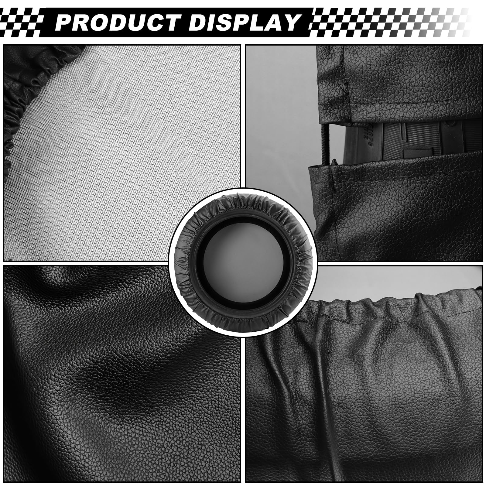13"-16" Housse de Roue de Secours, Ajustement Universel, en Cuir Souple PVC, imperméable et résistant à la poussière, Sacs de Rangement pour pneus de Jeep, SUV