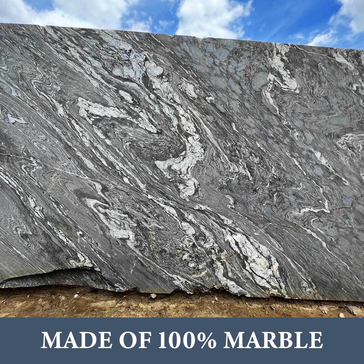 Koville Marble Cutting Board for Kitchen, 12x8 Inches Stone Slab Pastry Cheese Board, Rectangular Serving Tray for Bathroom Countertop, Marble Vanity Tray for Jewelry Cosmetics Perfume (Grey)