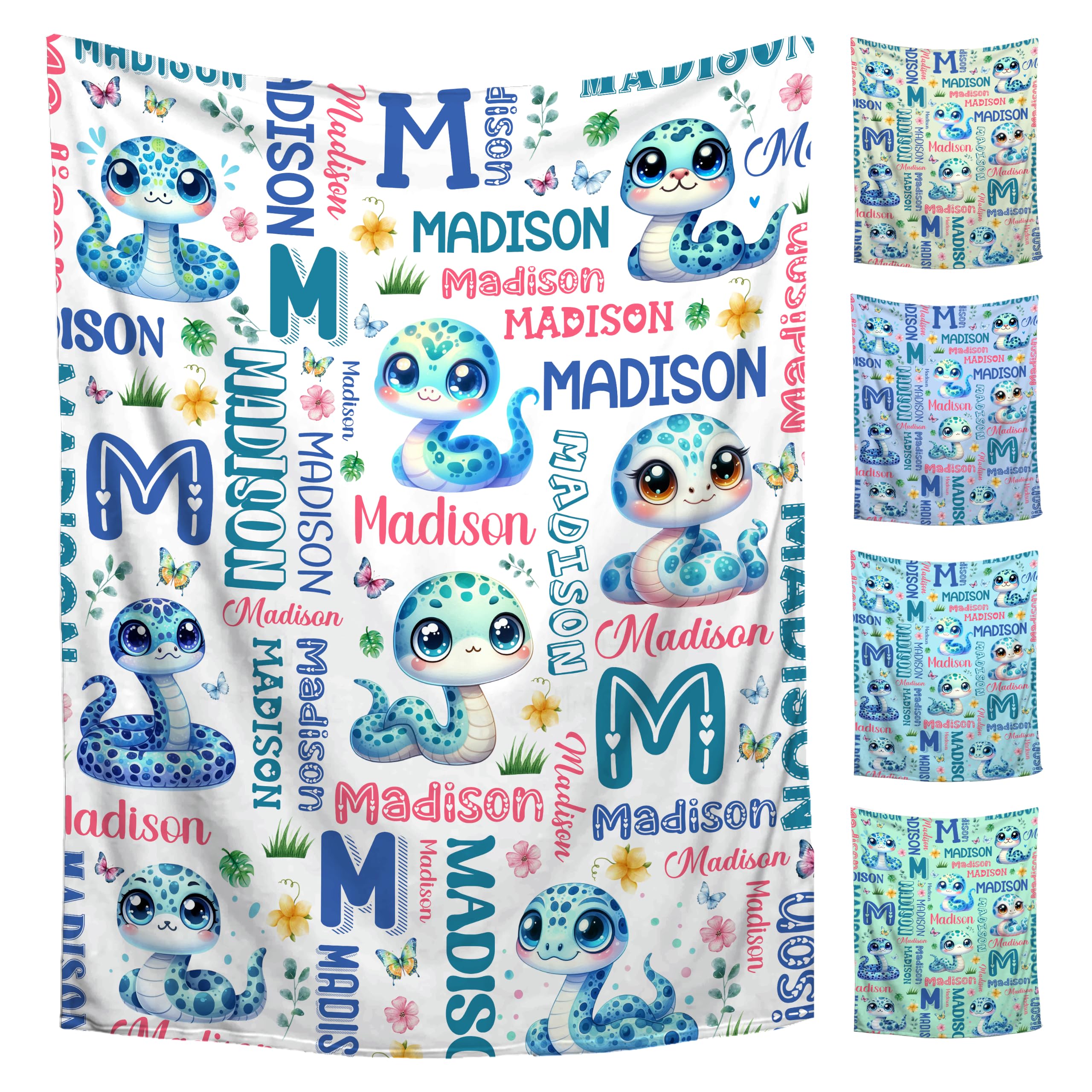 Custom Snake Blanket for Boys Girls,Ultra Soft Personalized Gifts Baby Blanket,Customized Throw for Toddlers Newborn Stroller Crib,60"x80"