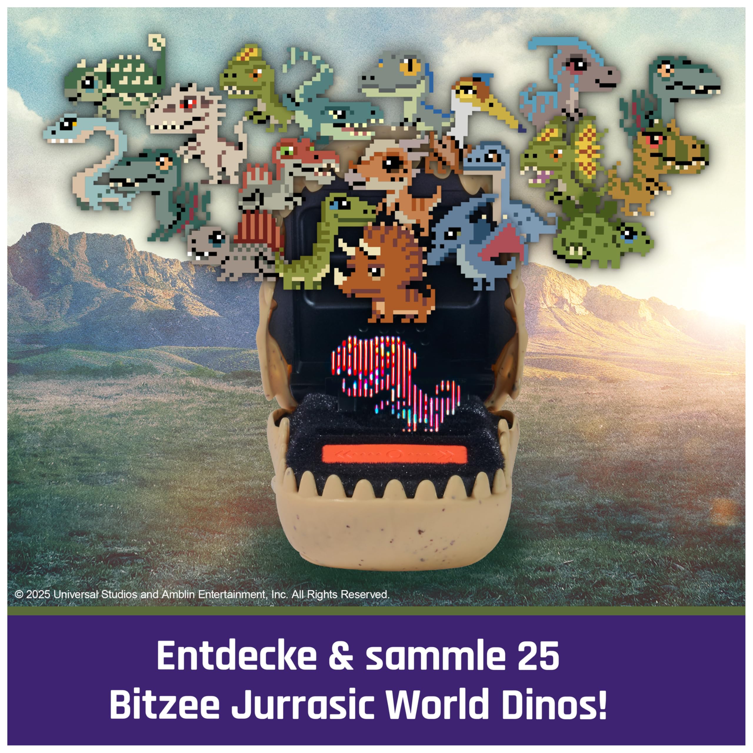 Bitzee Jurassic World – Interaktives Dino-Spielzeug im T-Rex-Design, mit 25 virtuellen Dinosauriern, Battle Modus und Spielen, Sammlerstück, Geschenk für Kinder ab 5 Jahren
