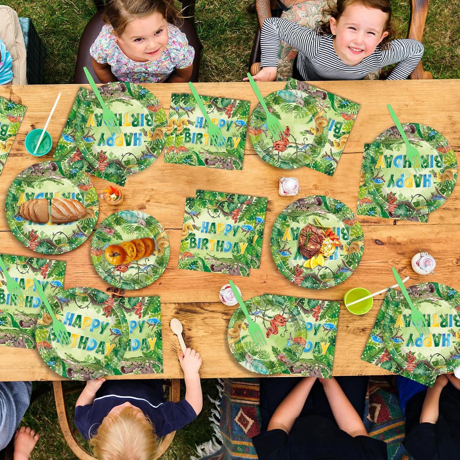 96 Pcs Reptile Birthday Party Supplies Reptile Swamp Happy Birthday Plates Napkins for Kids Jungle Swamp Snake Alligator Camping Wildlife Turtle Wilderness Party Tableware Decorations Favors Serves 24 - Image 5