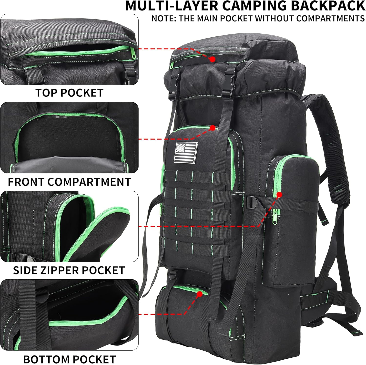 Hiking Backpack for Men 70L/100L Camping Backpack Military Rucksack Molle 3 Days Assault Pack for Climbing | Camping Backpack, 3 Days Assault Pack, for Climbing - Image 3