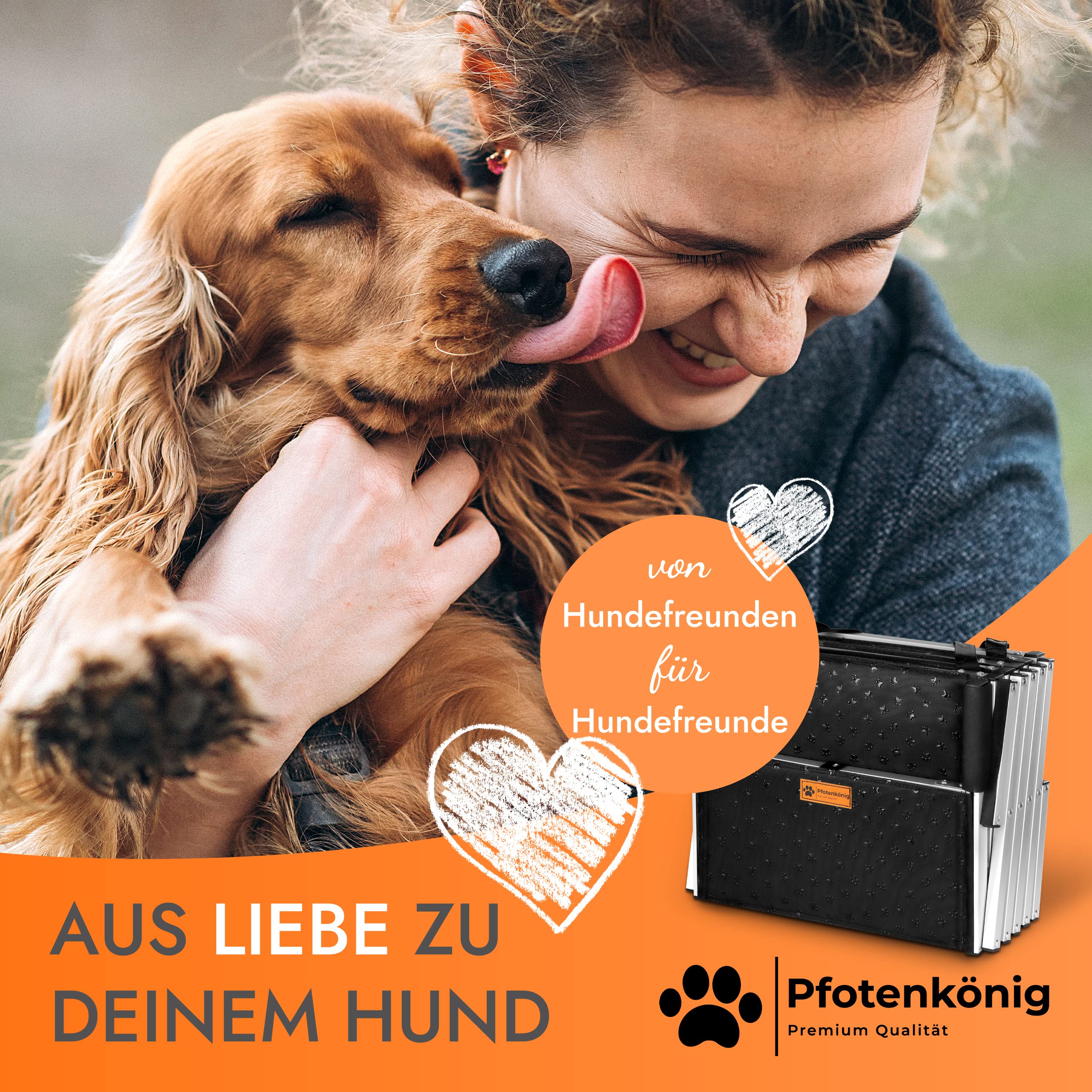 Hundetreppe Auto [bis 70kg] - ultraleichte Premium Hunderampe Auto klappbar - Einstiegshilfe Hund Auto sehr stabil und kompakt - Hundetreppe faltbar 55-85cm - Für alle Autos