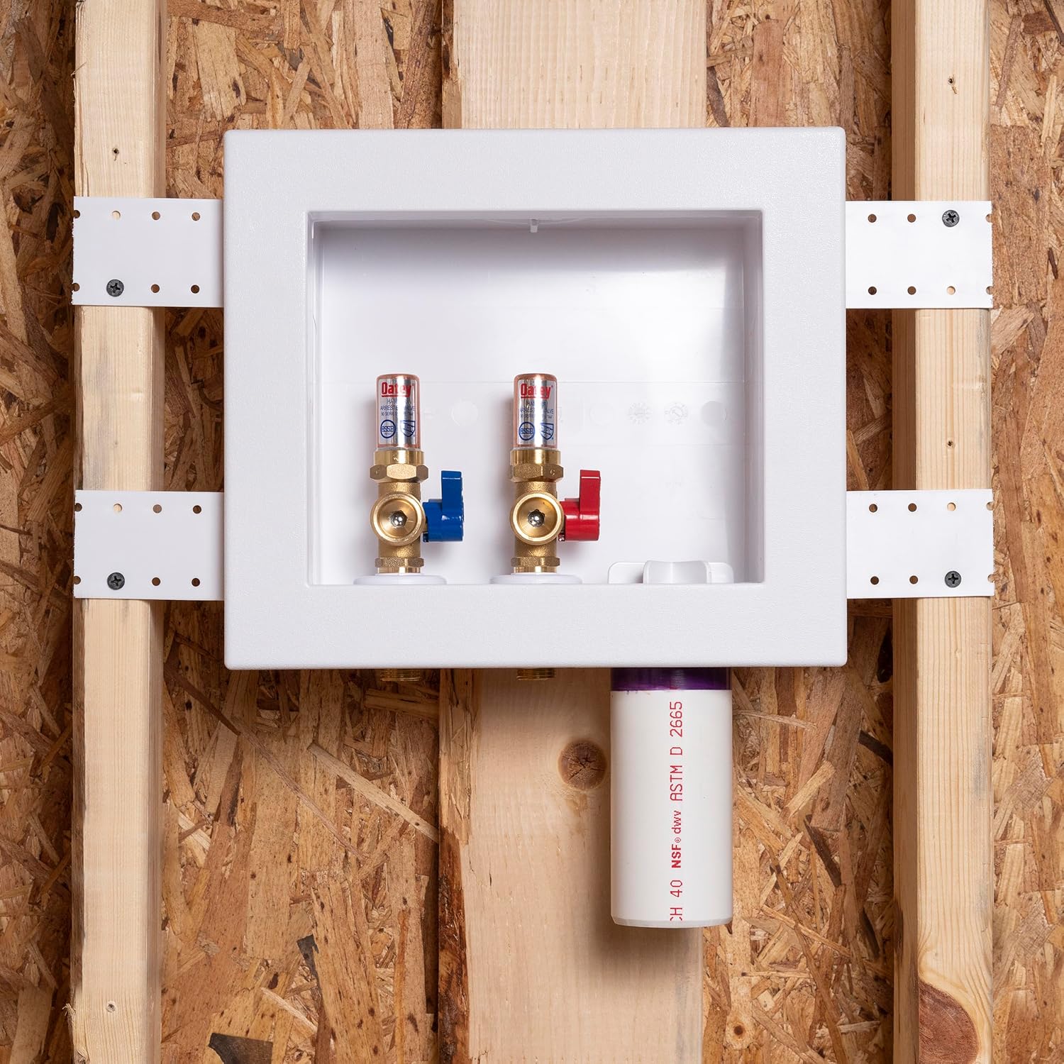 Oatey 38569 Quadtro Washing Machine Outlet Box, Hammer Arrestors, 1/4 Turn, Copper