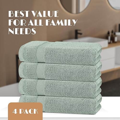 Miniatura 101 de Wealuxe - Toallas de baño blancas de 27 x 54 pulgadas, juego de toallas de algodón para baño, hotel, gimnasio, spa, suaves, extraabsorbentes