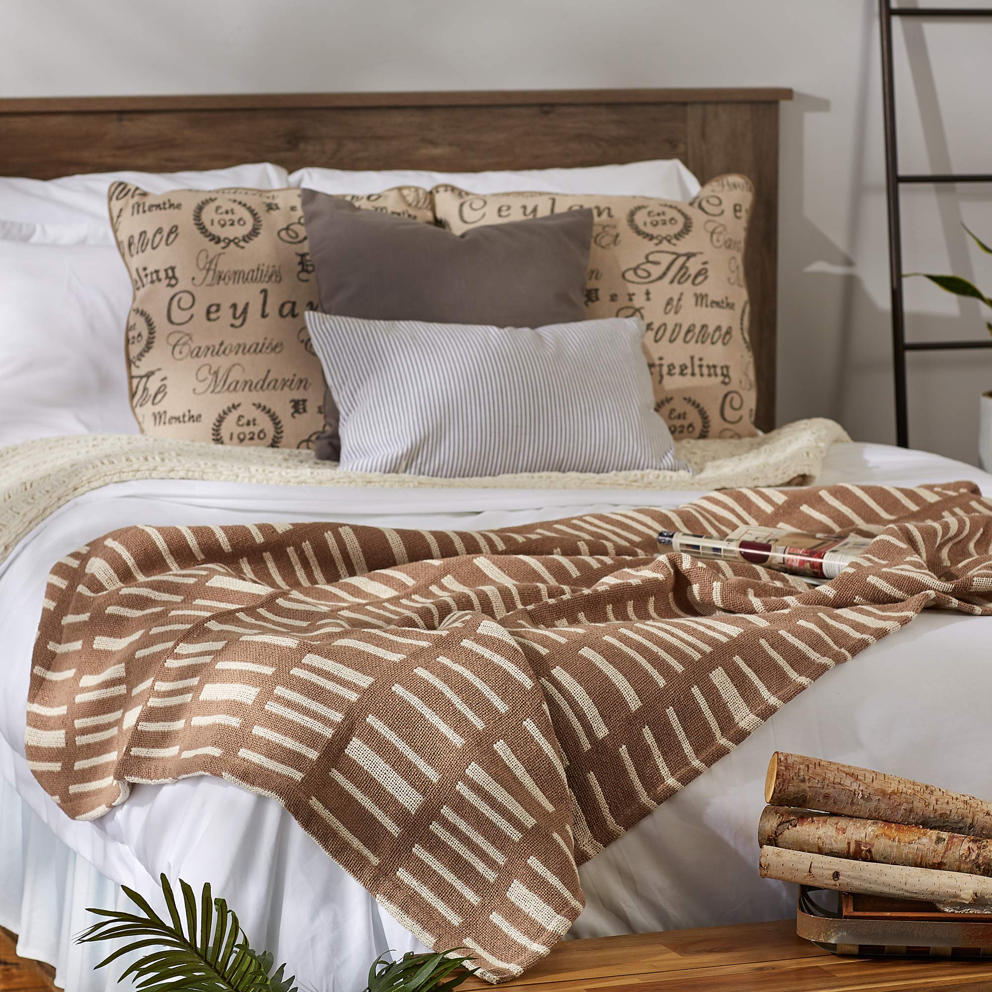 DII Urban Geometric Collection Cotton Throw Blanket, 50x60, Stone, 50x60" - Image 4