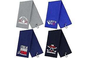 Funny Golf Towels for Tournaments - Embroidered 4-Pack Novelty Golf Towels with Clips