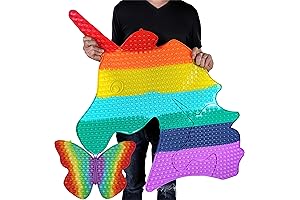 Jumbo Pop It Fidget Popper Sensory Toys - 400 Pop Bubbles - Butterfly, Unicorn