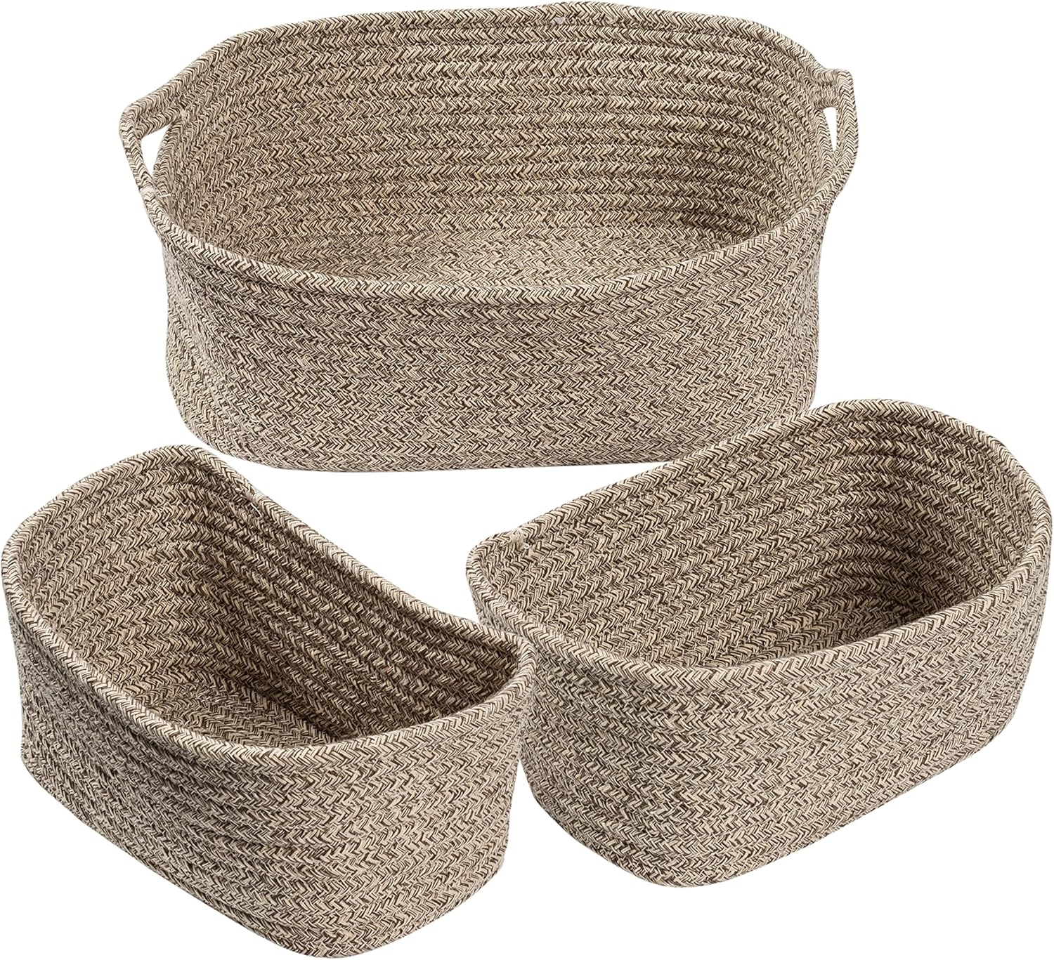 Champagne Wicker Rectangular Nesting Storage Basket Set