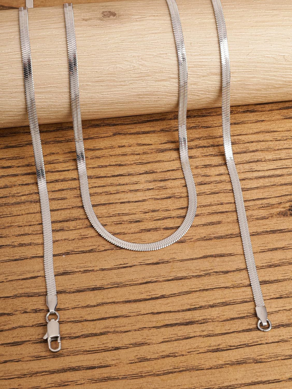 HAQUIL Flexible Stainless Steel Herringbone Snake Chain Necklace, Jewelry Gift for Men and Women 16/18/20/22/24/26/28/30' 3/4/5/6/7mm - Image 2