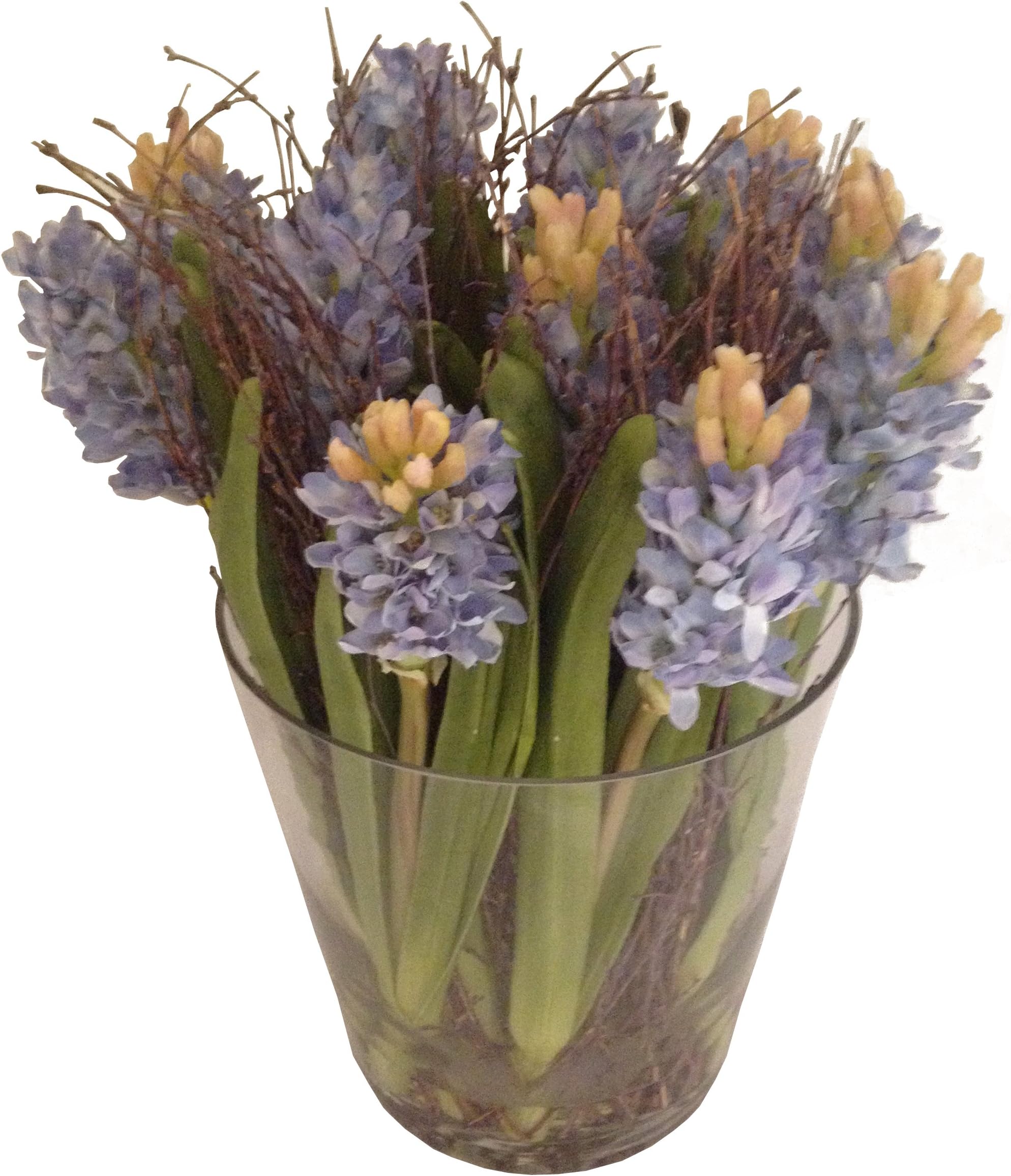Décor Permanent Botanicals 15-Inch Hyacinth Arrangement in Glass Vase