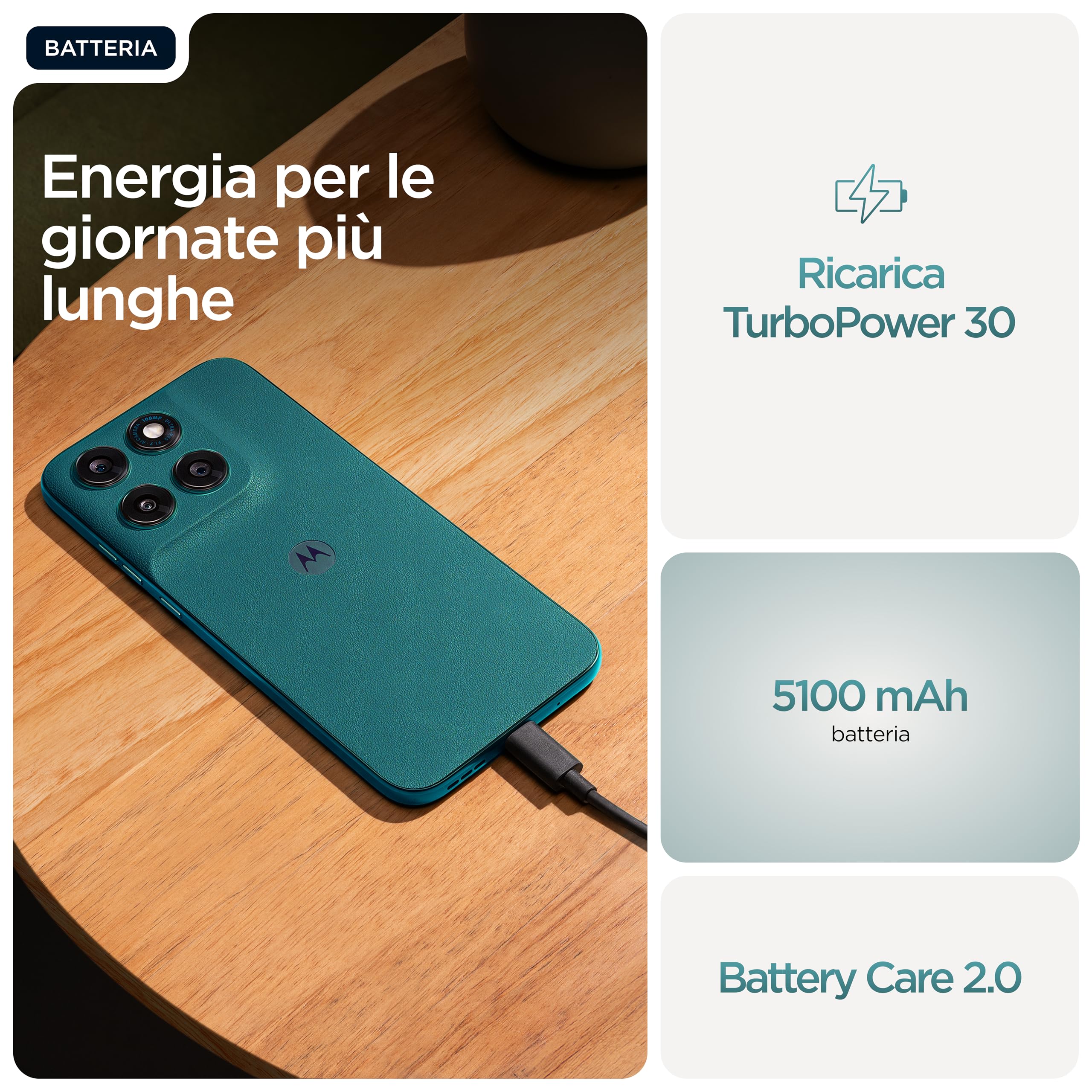 Motorola moto g77 con 3 anni di garanzia (8/256GB, Fotocamera 108+8MP+flicker sensor, Display 6.78" pOLED 120Hz, 5100mAh, MediaTek Dimensity 6400, Android 16), Shaded Spruce