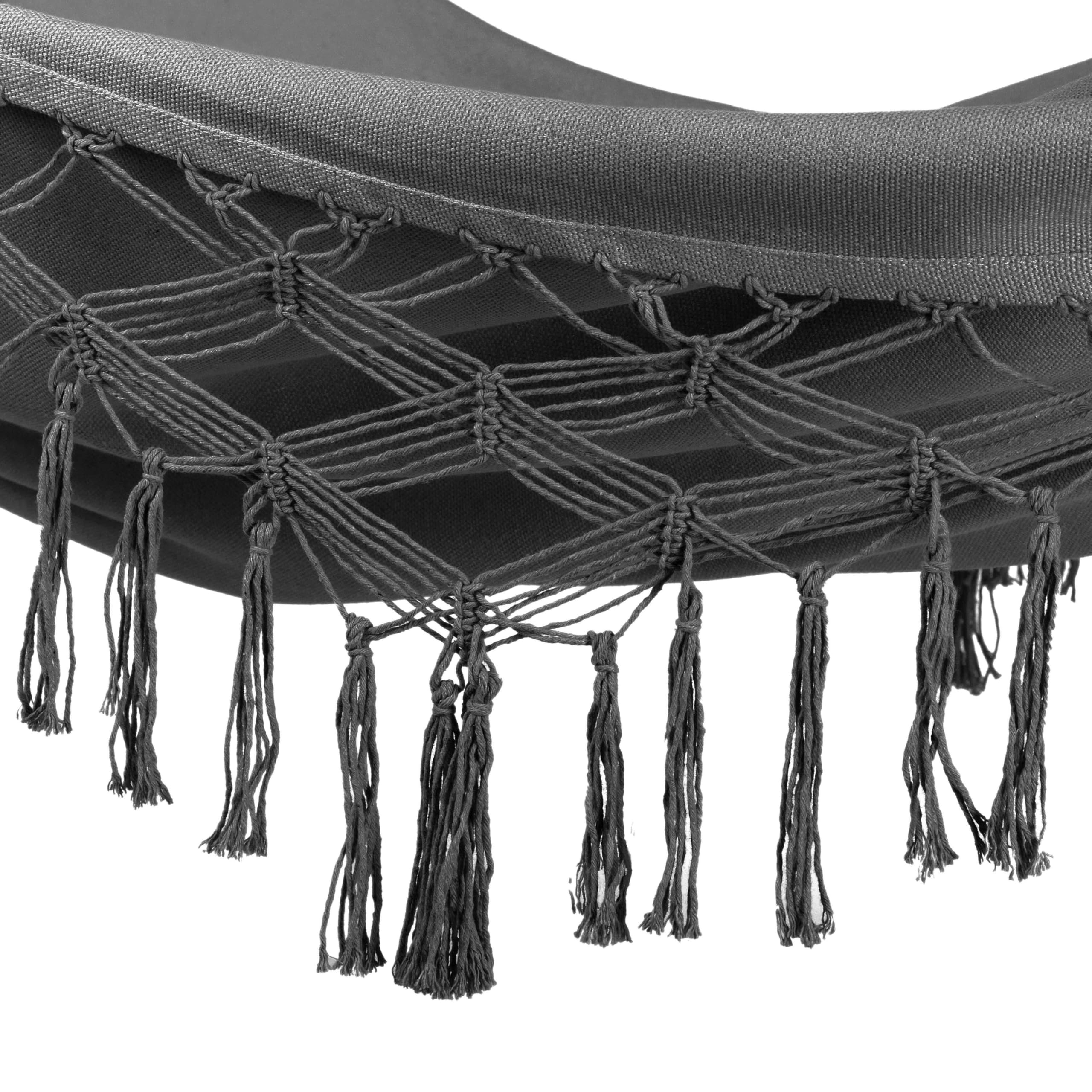 Hamac Suspendu - 200 x 150 cm - Hamac de Camping et Jardin Confortable - 250kg Capacité de Charge - 1-2 Personnes pour Intérieur, Balcon, Extérieur (Gris foncé)
