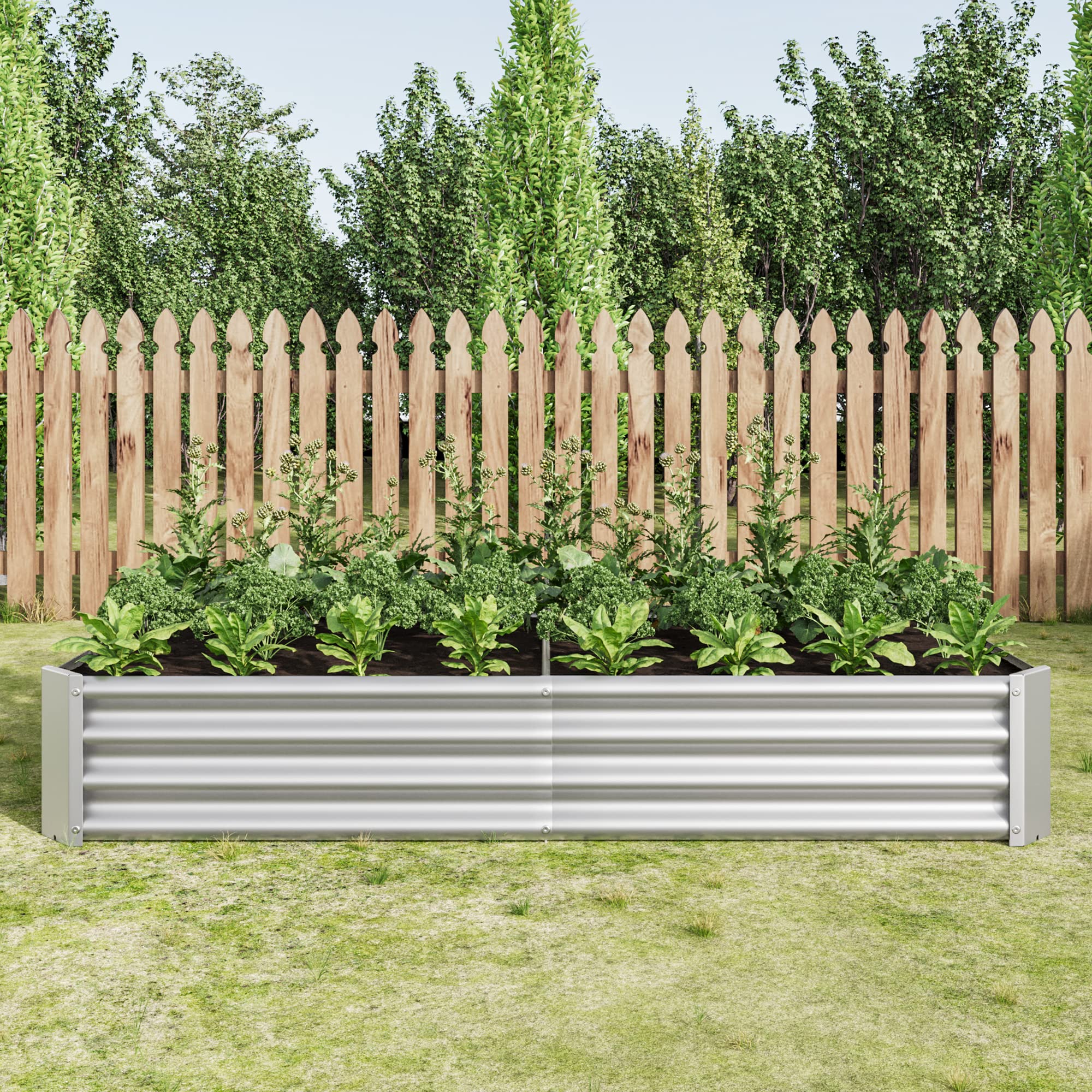 Gecheer Aiuola Rialzata, Letto da Semina in Giardino Lamiera Acciaio Robusta, Struttura Stabile Kit Senza Base, 180x91x30 cm, per Verdure Erbe Aromatiche Fiori Sistema Coltivazione Orto Domestico