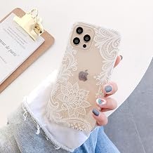 Compatible with iPhone 12 Case,iPhone 12 Pro Case, Clear White Lace Floral Flower Shockproof Protective Bumper Slim Cute Clear Phone Cover for Women Girls 2020 6.1"