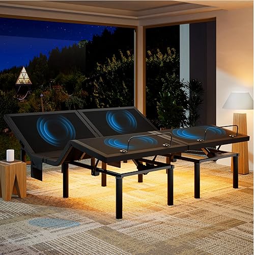 Miniatura 24 de Marsail Base ajustable NS0 con juego de colchón, marco de cama ajustable Split King + colchón de espuma viscoelástica de gel de enfriamiento de 14