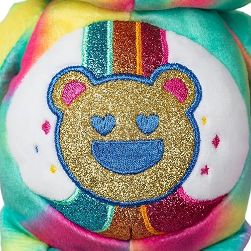 Miniatura 4 de Plush Care Bears - Oso Good Vibes con purpurina de 9 pulgadas, teñido anudado multicolor, hecho de materiales reciclados. Bueno para niñas y niños,