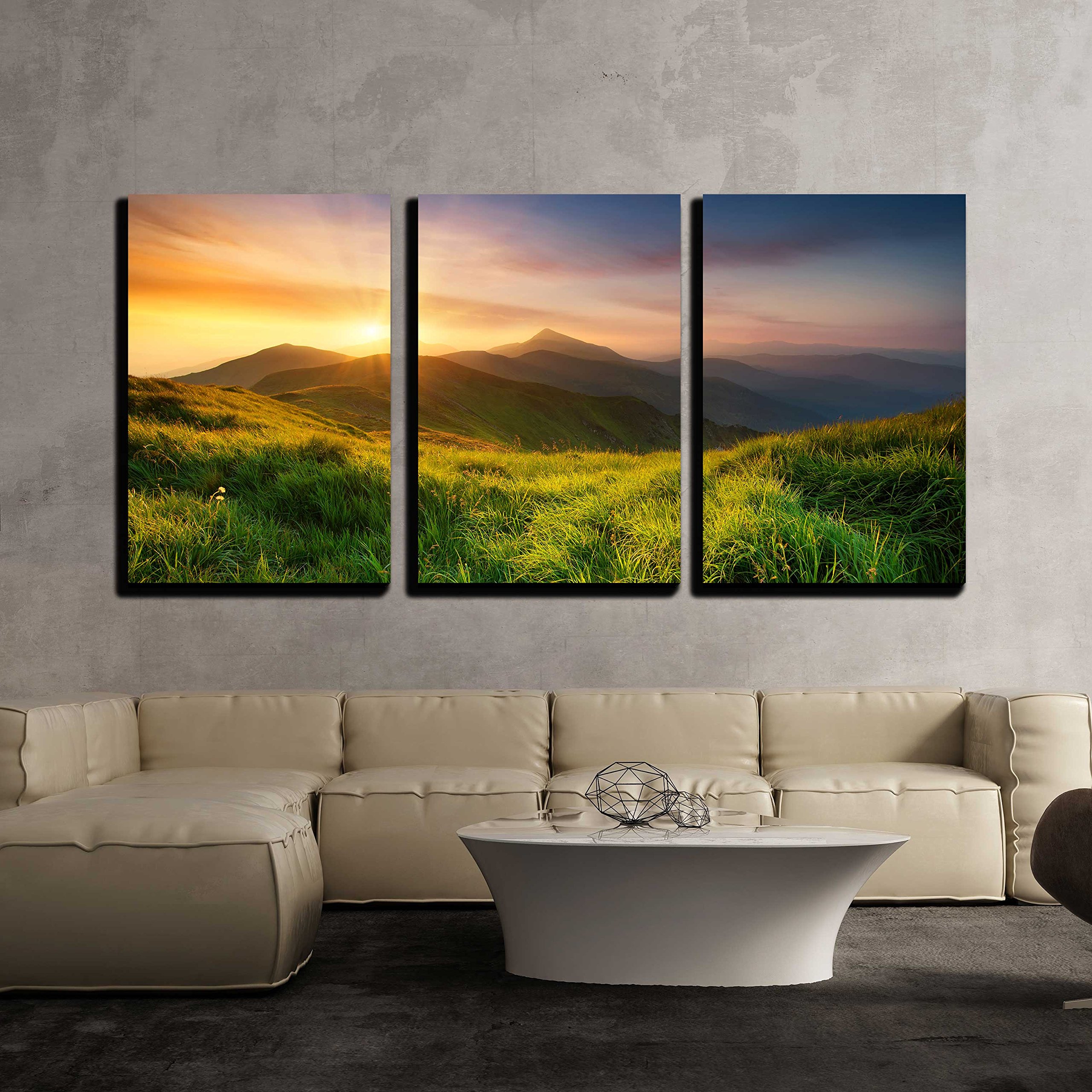 Amazon.com: wall26 - 3 Piece Canvas Wall Art - Mountain Valley