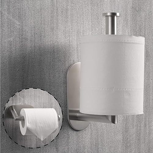 Miniatura 3 de HITSLAM Soporte de papel higiénico de acero inoxidable, autoadhesivo, a prueba de óxido, resistente, para baño