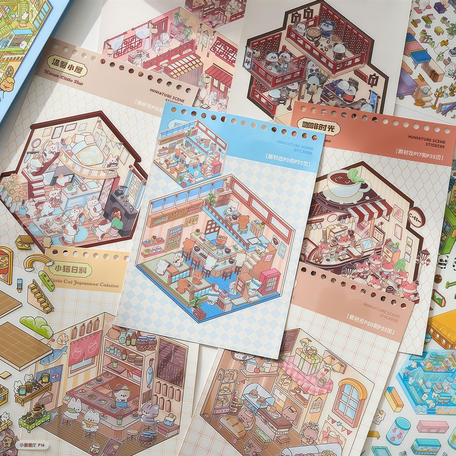 Xanthelle 3D Stickers, DIY 3D Sticker Scenes Book & Miniature House Sticker Set, Cute Cartoon Animal Scenes - Image 4
