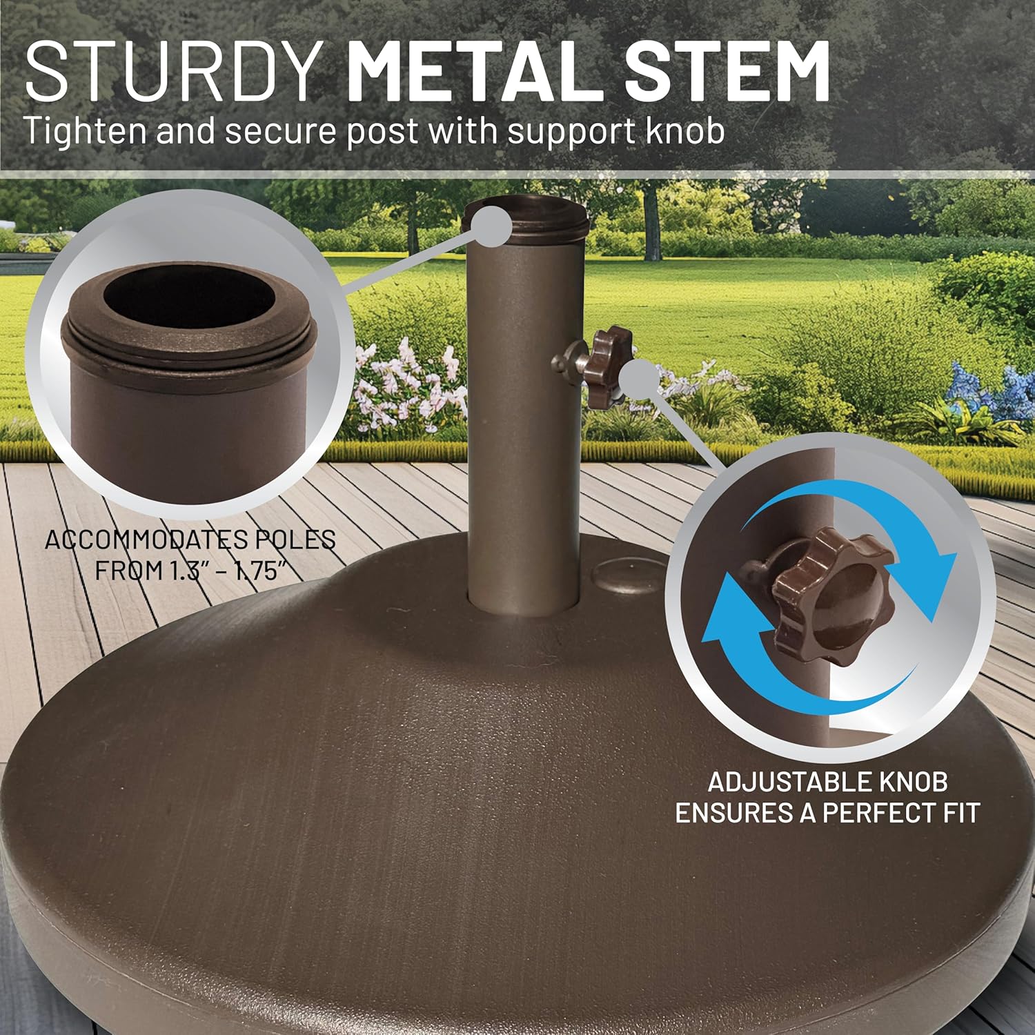 US Weight 30 Pound Umbrella Base - Weighted Umbrella Base for Use with Patio Table – Heavy Duty Base- Made in The USA