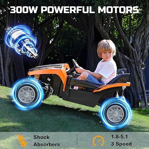 Miniatura 2 de ANPABO Juguetes de paseo de 24 V para niños grandes de 2 plazas, 4 x 200 W, máximo 5.1 MPH, UTV todoterreno con neumáticos EVA, control remoto,