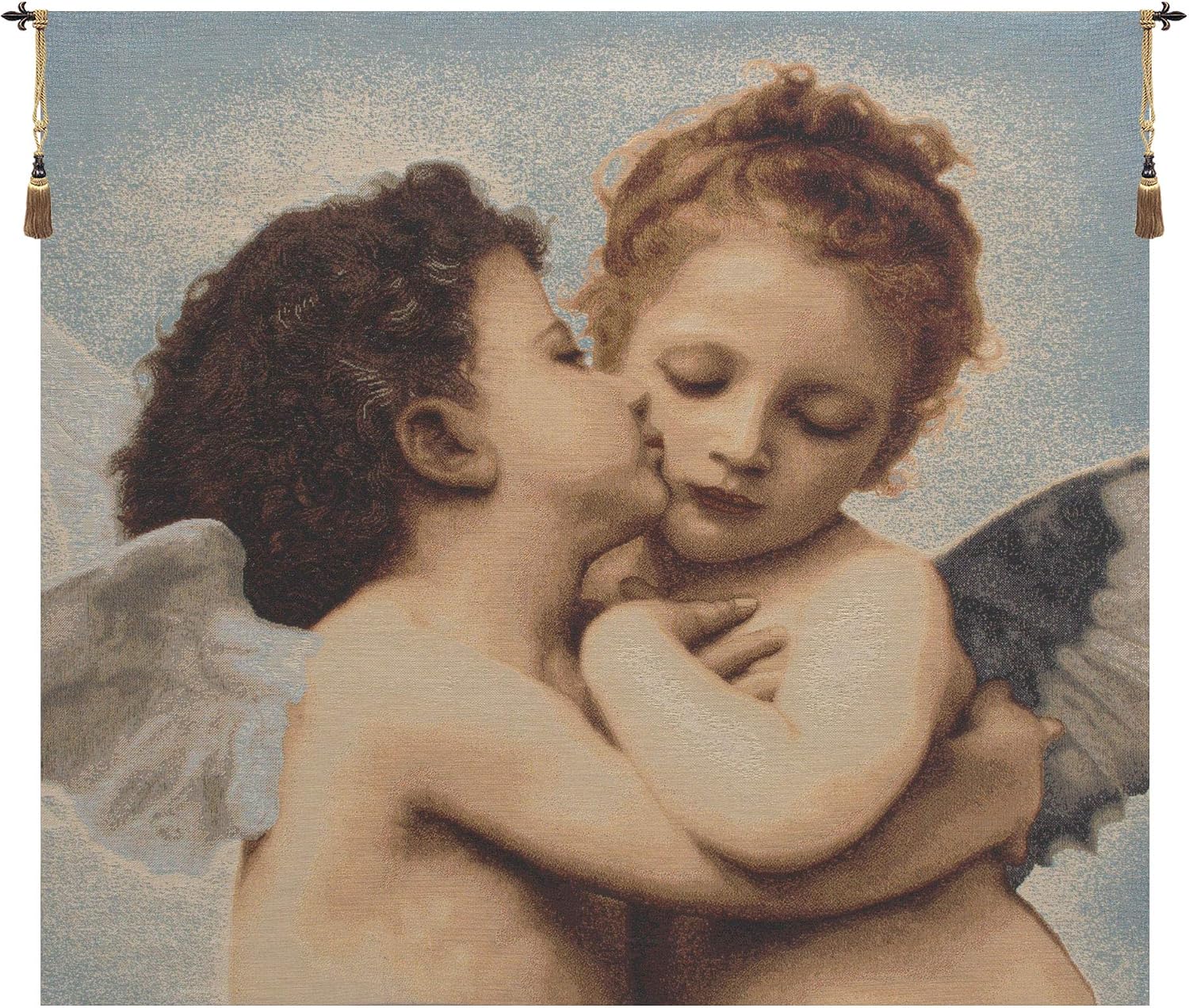 Angel Babies European Tapestry - 28 in. x 28 in. Cotton/Viscose/Polyester by Charlotte Home Furnishings