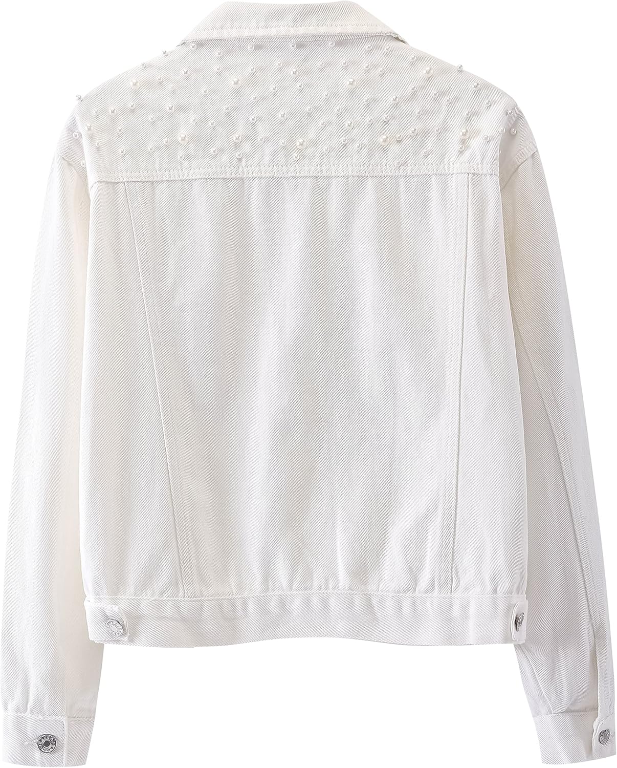 Kedera Women Oversized Denim Jacket Embroidered Pearls Beading Jeans Coat - Image 3