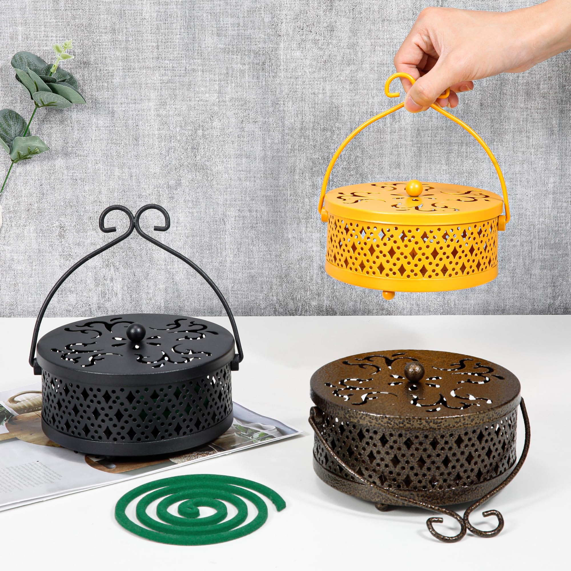 MyLifeUNIT Porta spirali antizanzare, confezione da 2 bruciatori di incenso per zanzare, stile retrò, portatile, per casa e
