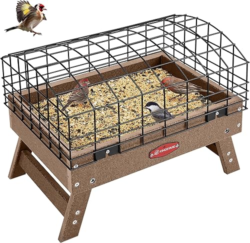 Kingsyard Comedero para pájaros terrestres a prueba de ardillas para exteriores, estación de alimentación de plataforma de plástico reciclado,