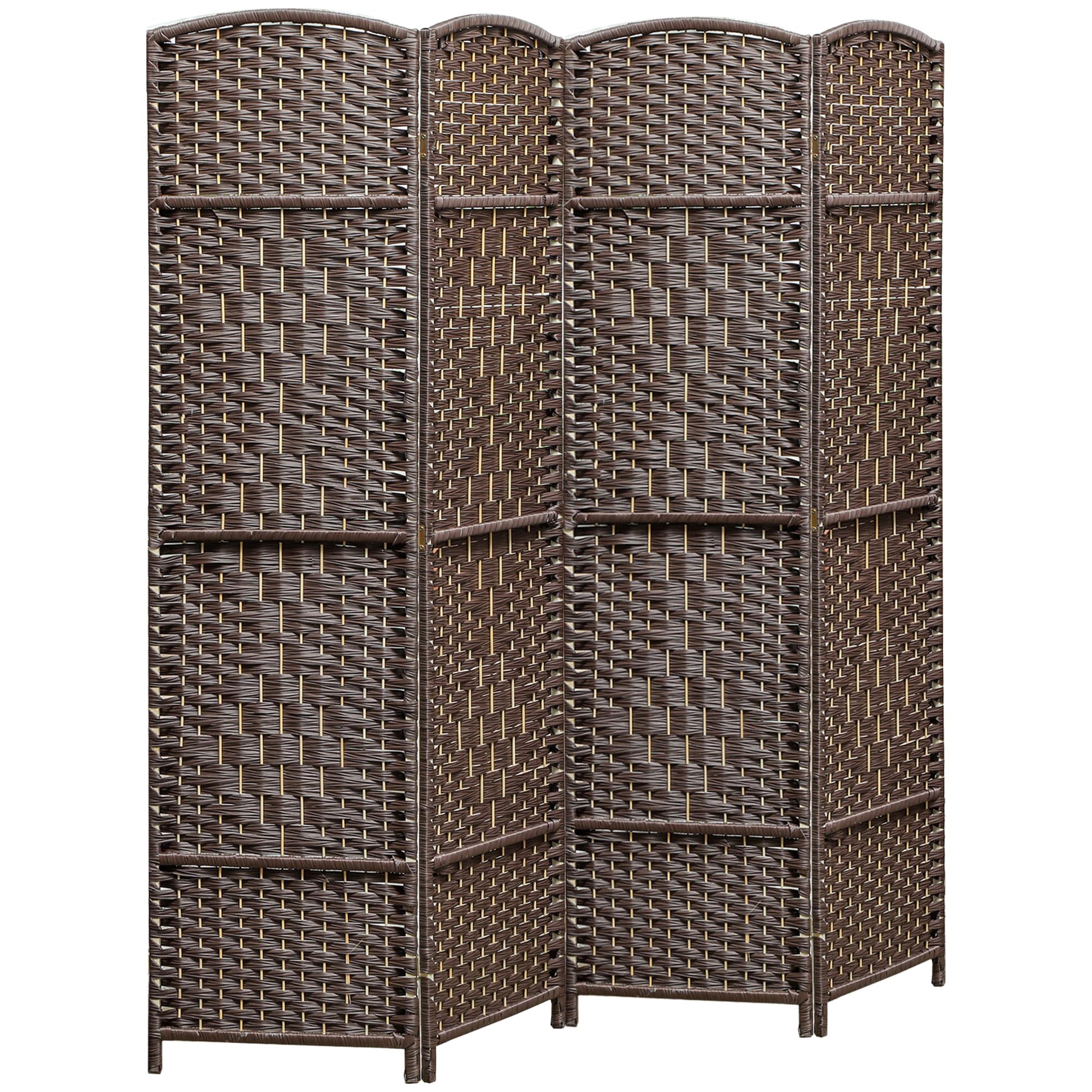 HOMCOM Paravento interno in legno, 4 pannelli, 180 x 180 cm, divisorio pieghevole per soggiorno, camera da letto, casa, marrone