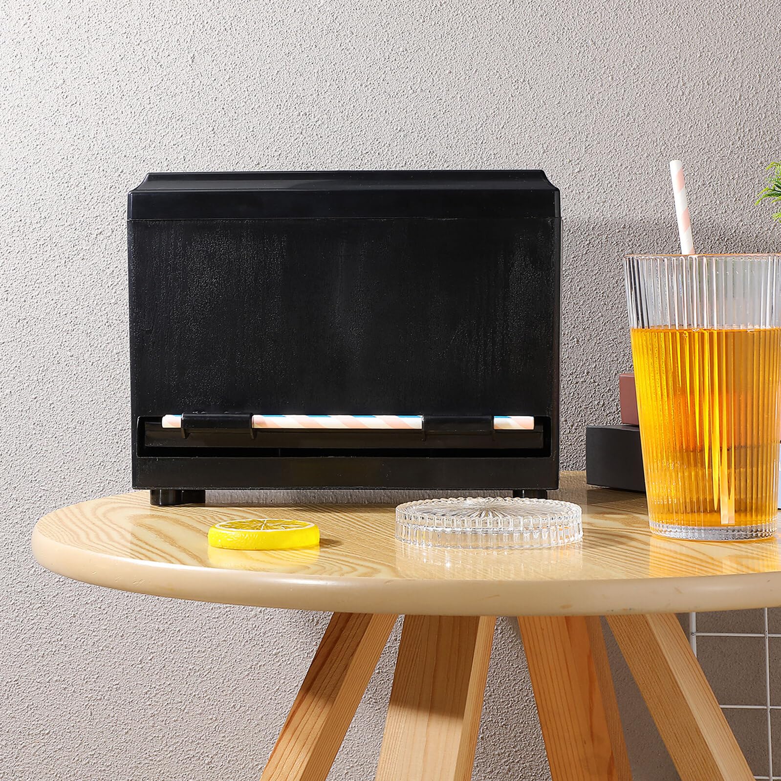 SHINEOFI Automatische Strohhalmspender Box aus Langlebigem Material mit Großer Kapazität Benutzerfreundlichem Druckmechanismus Wiederverwendbar Hygienische Aufbewahrungsbox für Restaurant