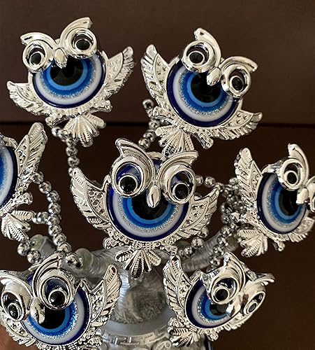 Miniatura 5 de Betterdecor Árbol de la fortuna de dinero turco Nazar azul con búho en maceta de riqueza, regalo de protección para decoración del hogar, T14