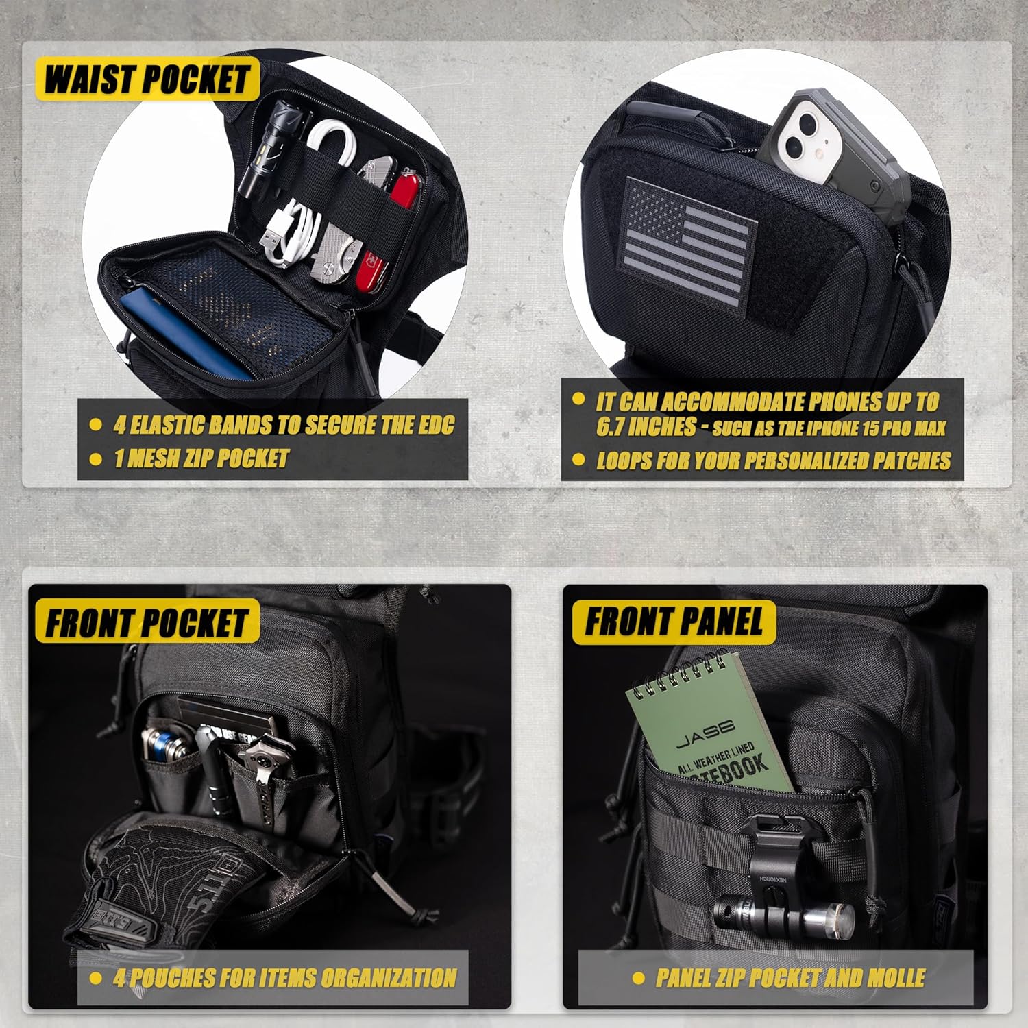 Tactical Drop Leg Bag Utility Pouch Molle Pack for Outdoor Motorcycle Cycling Hunting Hiking with CCW Gun Holster