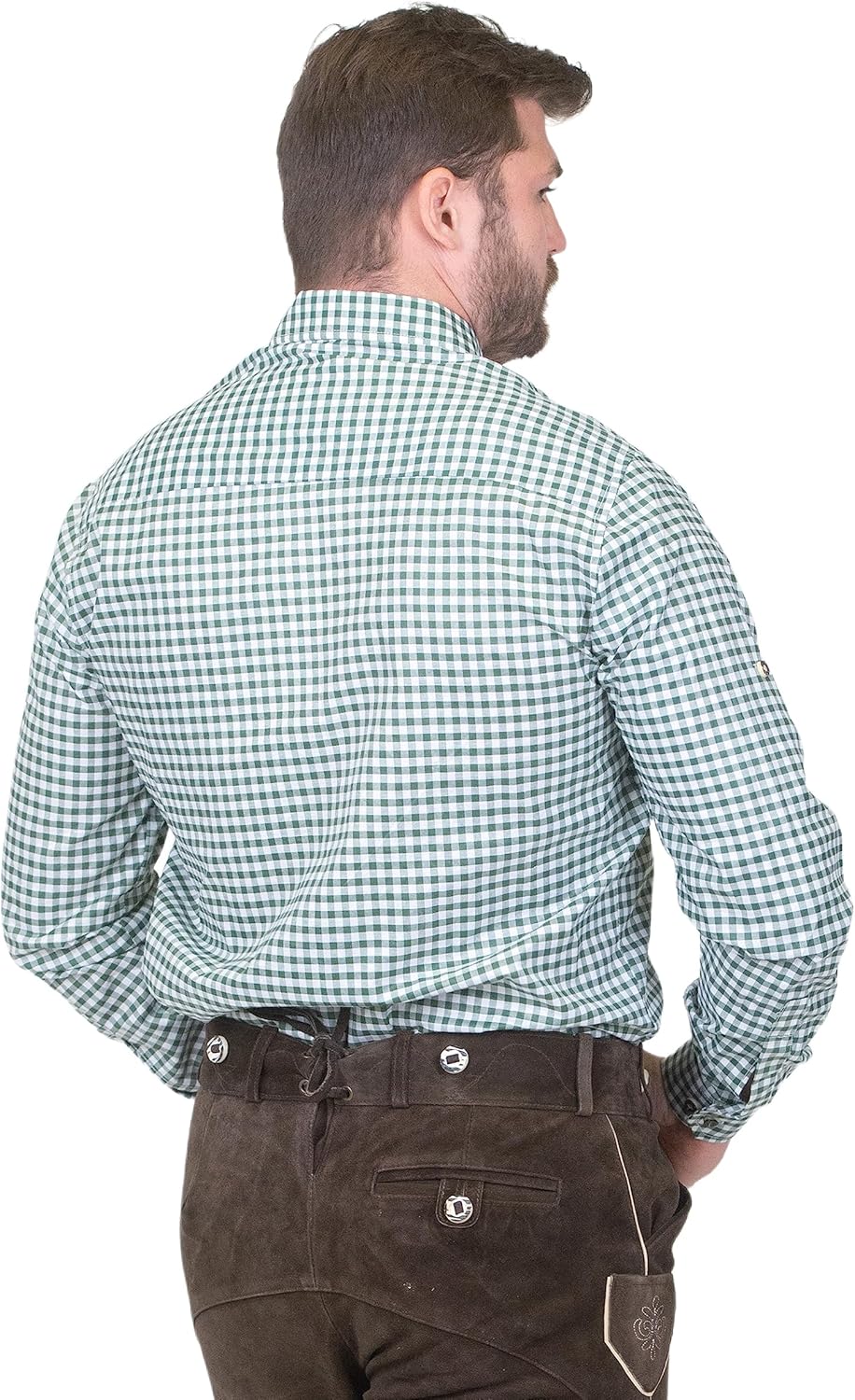 Dirndl Trachten Haus German Green Lederhosen Button Down Longsleeve/Shortsleeve Shirt