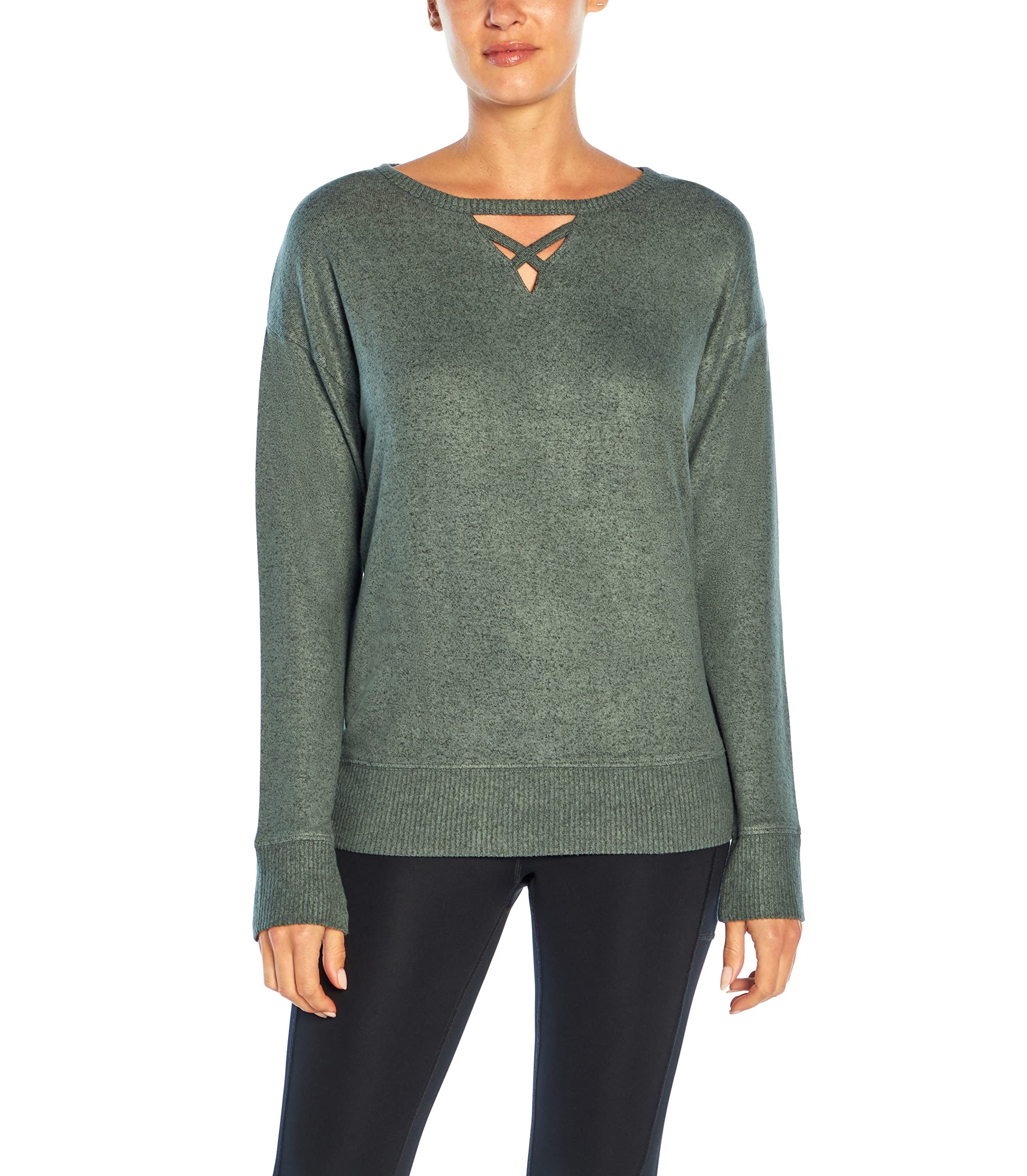 Women's Enza Criss Cross V-Neck Pullover Sweatshirt