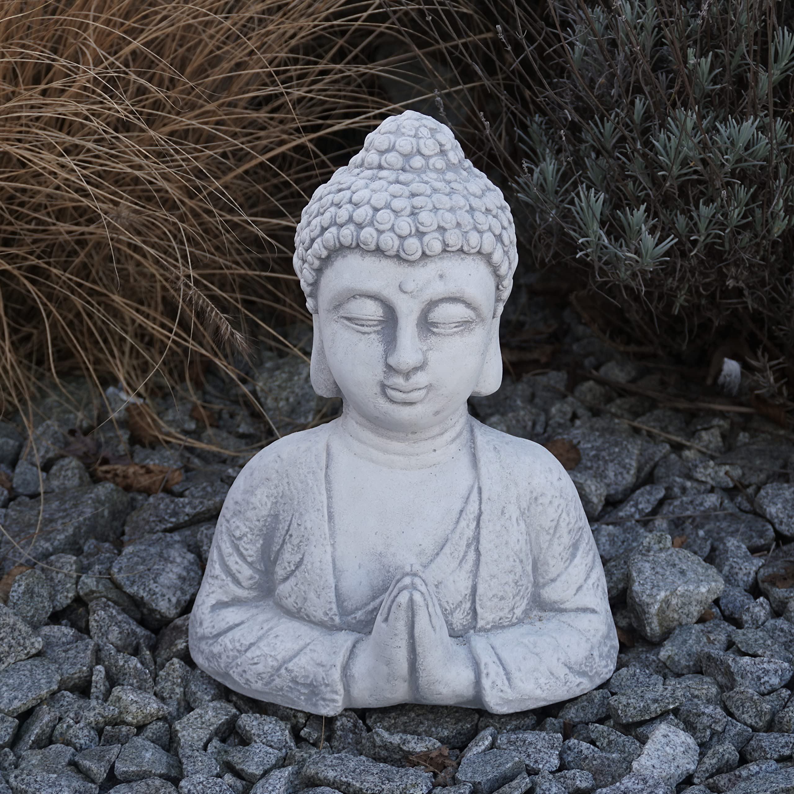 gartendekoparadies.de Statua in pietra massiccia Buddha busto statua in pietra grezza resistente al gelo