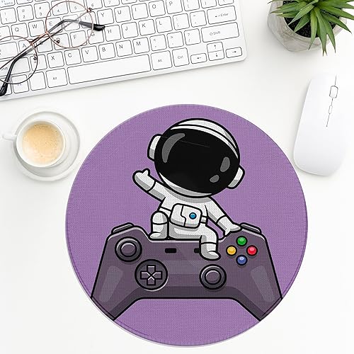 Miniatura 9 de Alfombrilla de mouse, linda alfombrilla de mouse redonda con disparo de astronauta con pistola, estilo de dibujos animados, alfombrilla de mouse
