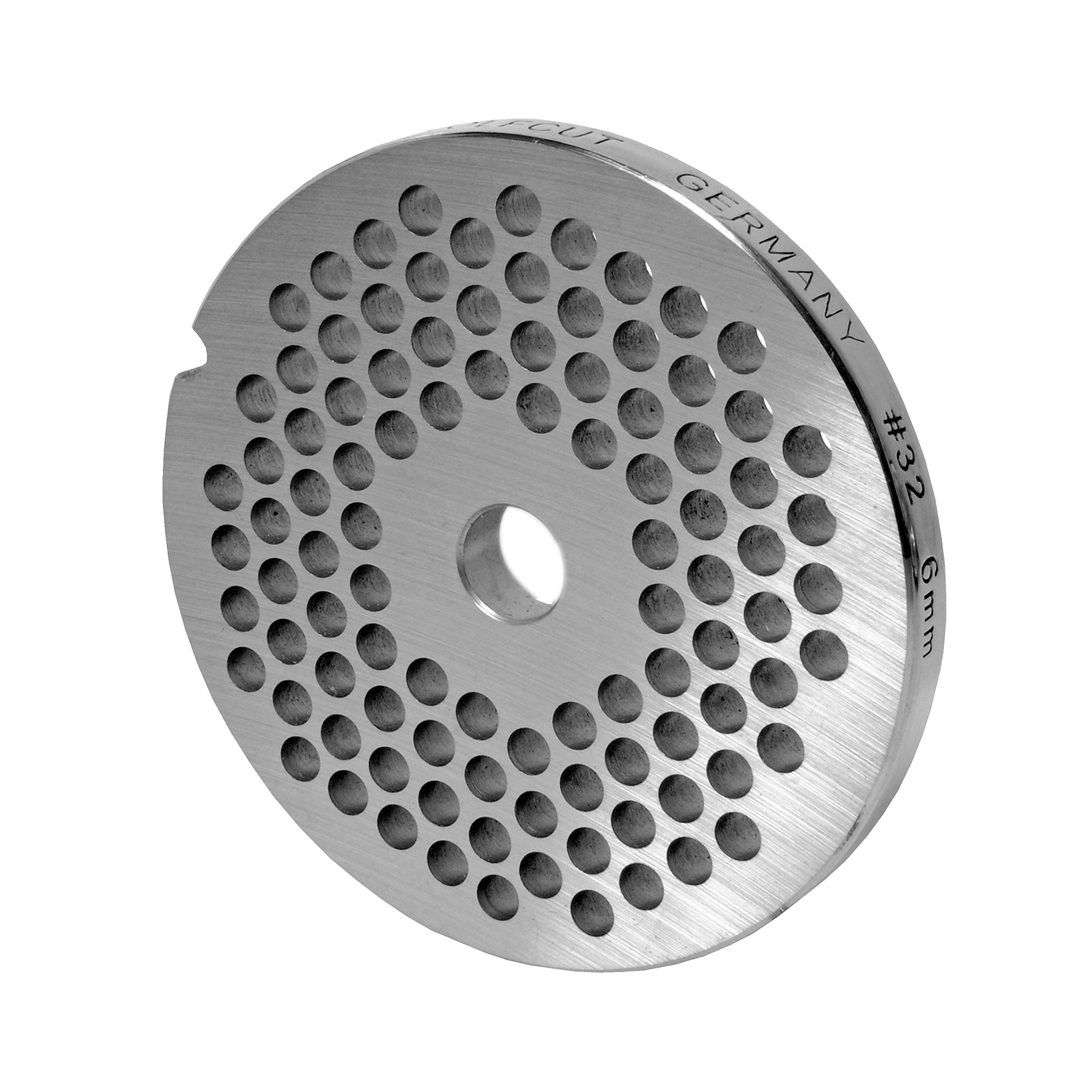 Juego de discos perforados compatibles con picadora de carne de 32/2 mm-6 mm y un cuchillo en cruz plano.
