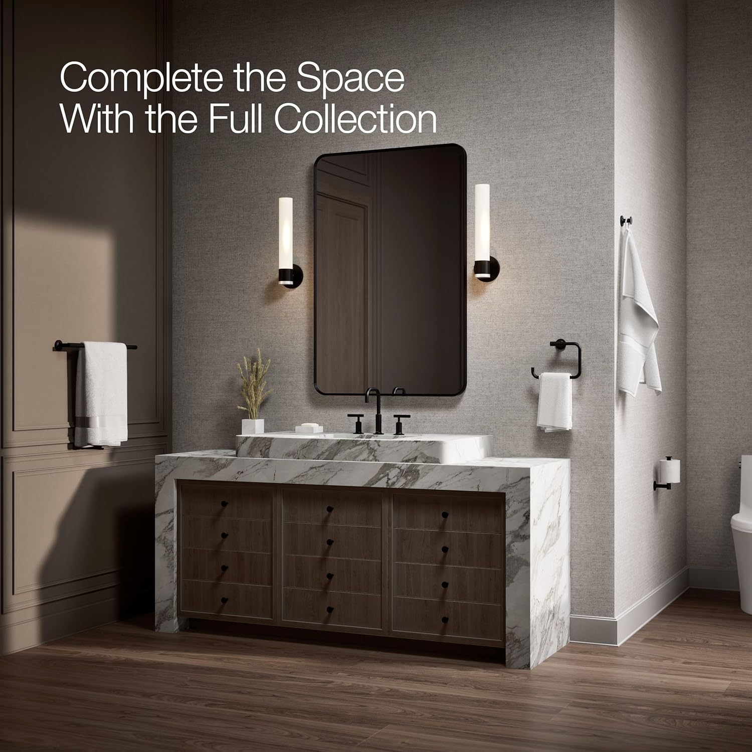 Kohler 14435-BL Purist® 18" Towel bar, Matte Black