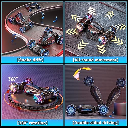 Miniatura 4 de Auto de control remoto 4WD para niños, autos RC de deriva con detección de gestos de 2.4 GHz, auto de acrobacias a control remoto todoterreno de 360