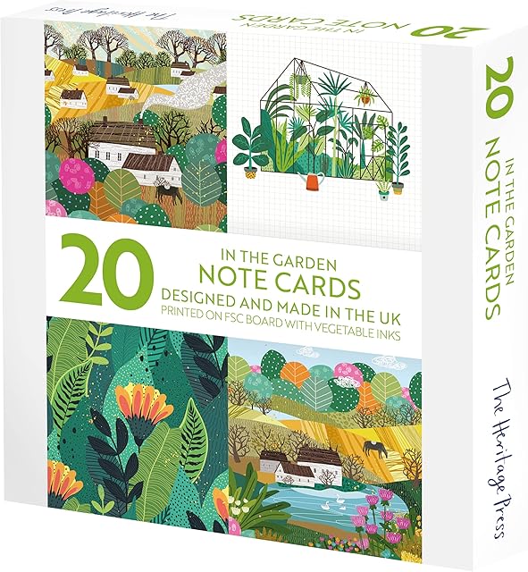 The Heritage Press 20 Thank You Notecards and Envelopes for Family and Friends - 'In the Garden'- Size 150x150mm - Eco-friendly, Made in UK - Pack of 20