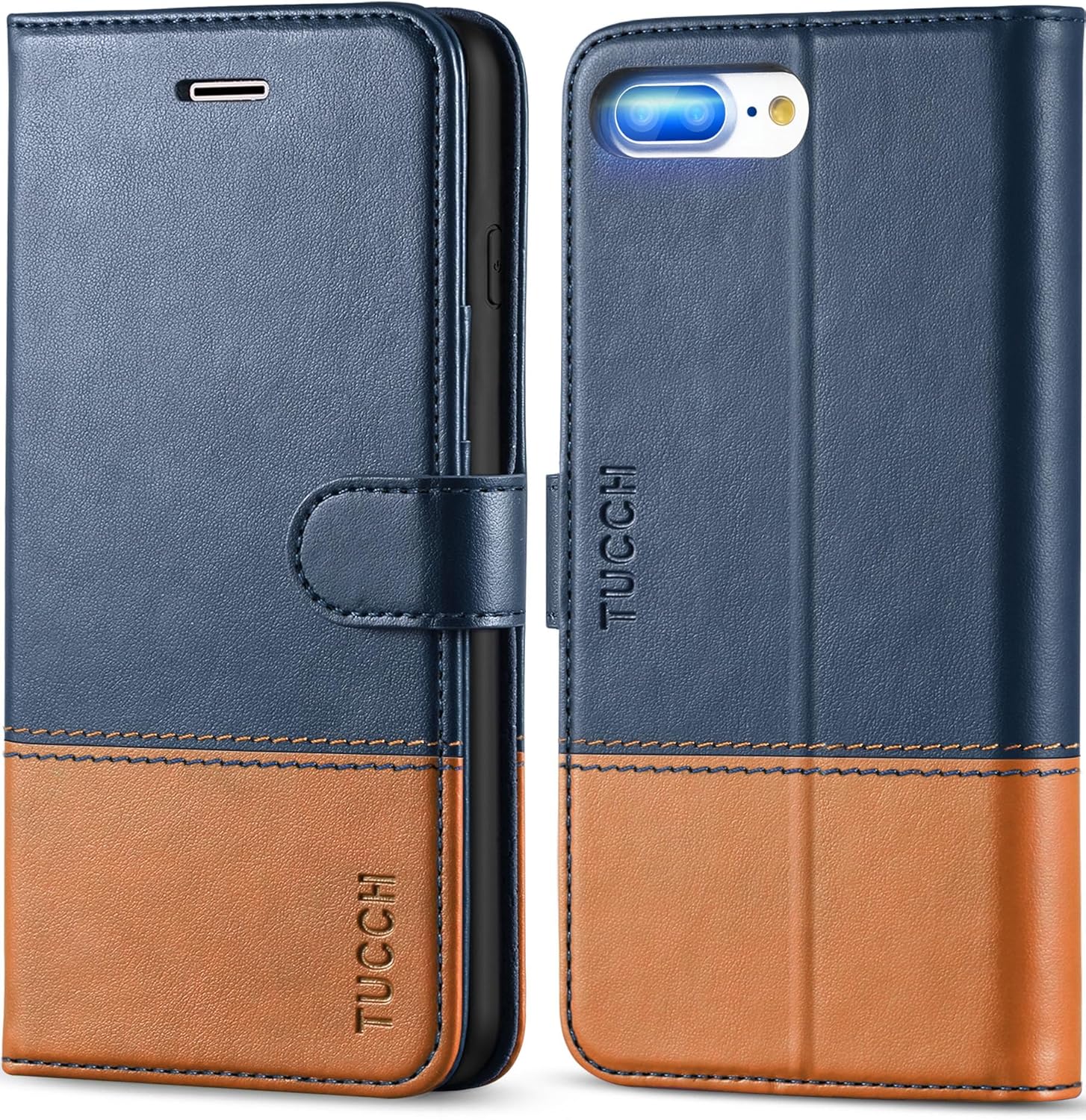 TUCCH iPhone Plus7 Plus Wallet Case Blue&Brown Russia Ubuy