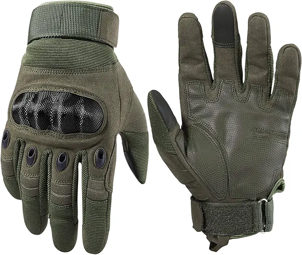 WTACTFUL Touchscreen Motorcycle Tactical Gloves for Men for Airsoft Paintball Cycling Motorbike MTB Bike ATV Hunting Hiking Riding Work Outdoor Sport Work Gloves Green Large