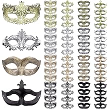 FEQO 64 Pieces Masquerade Masks Vintage Antique Mask Venetian Mask for Women Men